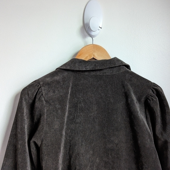 ZARA Forest Green Casual Academia Button Front Long Sleeves Mini Dress Large - Picture 4 of 14